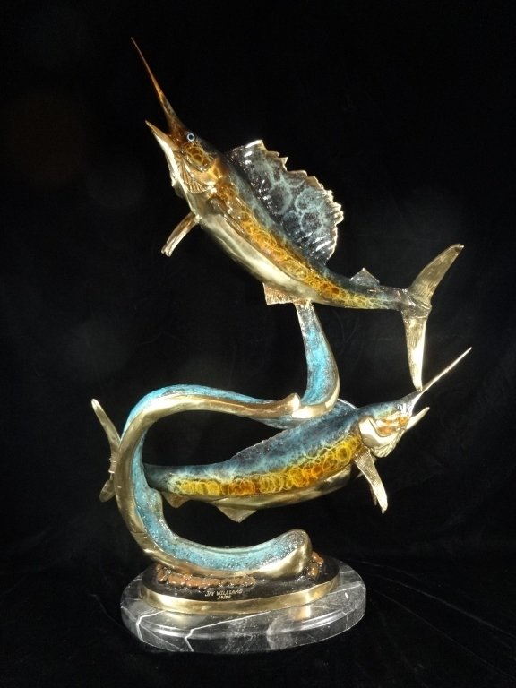 PATINATED BRONZE LEAPING SAILFISH SCULPTURE, JAY (1 of 10)