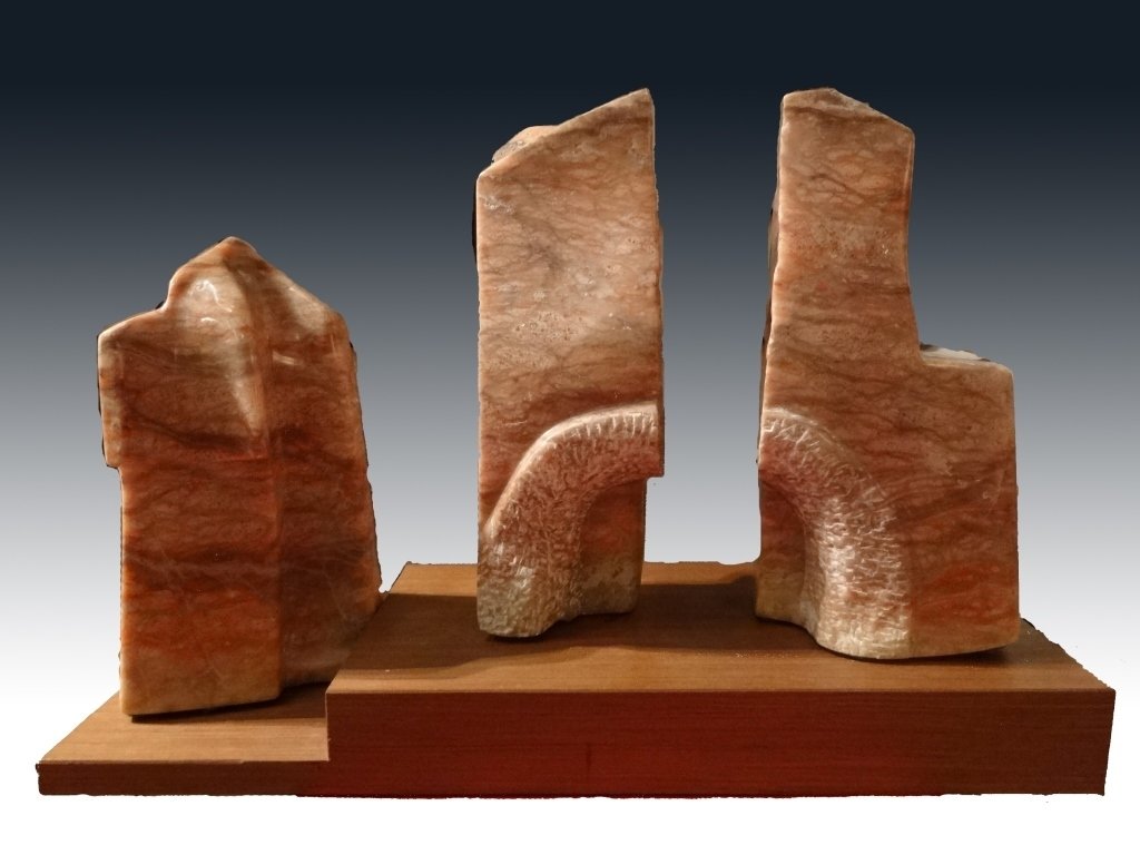 4 PC MODERNIST STONE SCULPTURE, 15"H X 21"W X 8"D, (1 of 2)