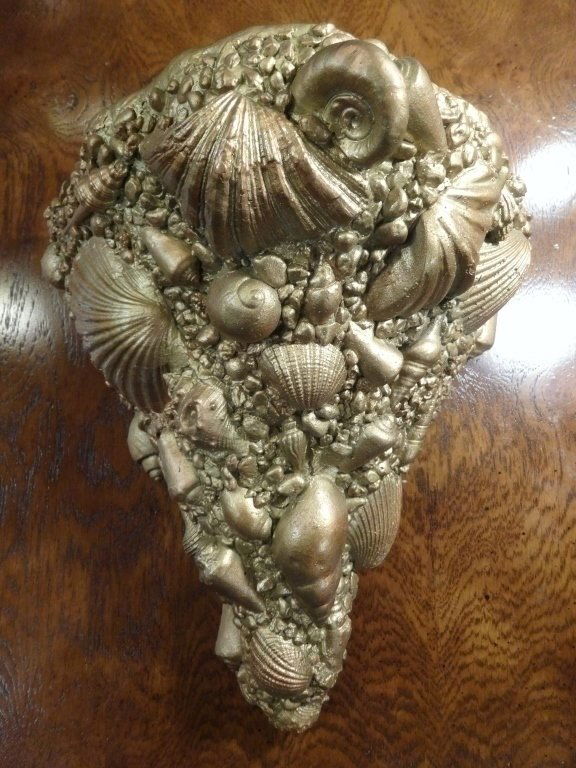 GOLD CERAMIC WALL BRACKET, SEASHELL DESIGN, APPROX (1 of 4)