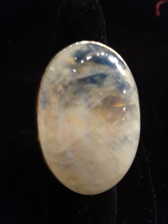 ROSE QUARTZ AND STERLING SILVER RING, SIZE 8, APPROX 1" (1 of 4)