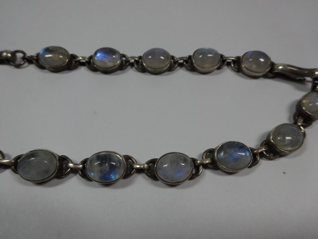 OPAL & SILVER NECKLACE, 2 SECTIONS, APPROX 15"L (1 of 8)