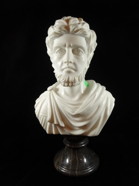 CLASSICAL MARBLE BUST ON MARBLE STAND, APPROX 15.75"H, (1 of 9)