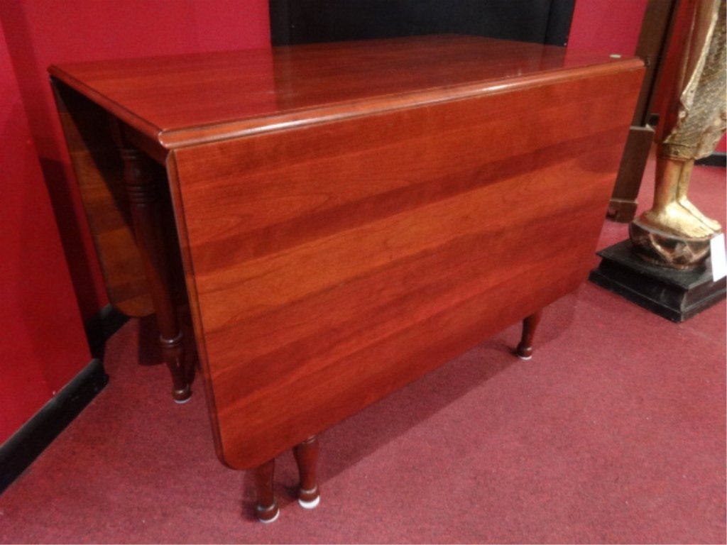 DROPLEAF WOOD DINING TABLE, 6'W WHEN OPENED, EXCELLENT (1 of 4)