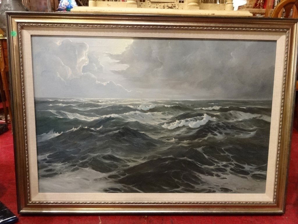 ROBERT P. WHEELER PAINTING ON CANVAS, SEASCAPE, APPROX (1 of 5)