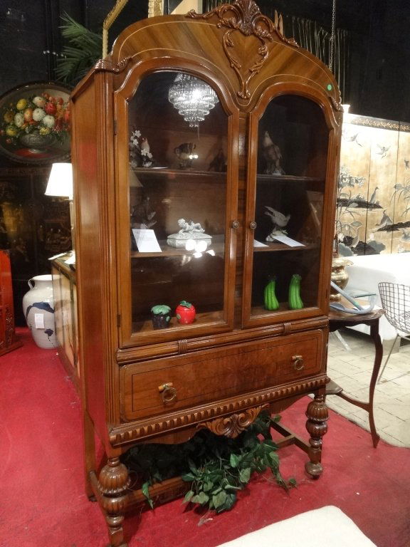 JACOBEAN STYLE CHINA CABINET, CIRCA 1930's, BAKELITE (1 of 6)