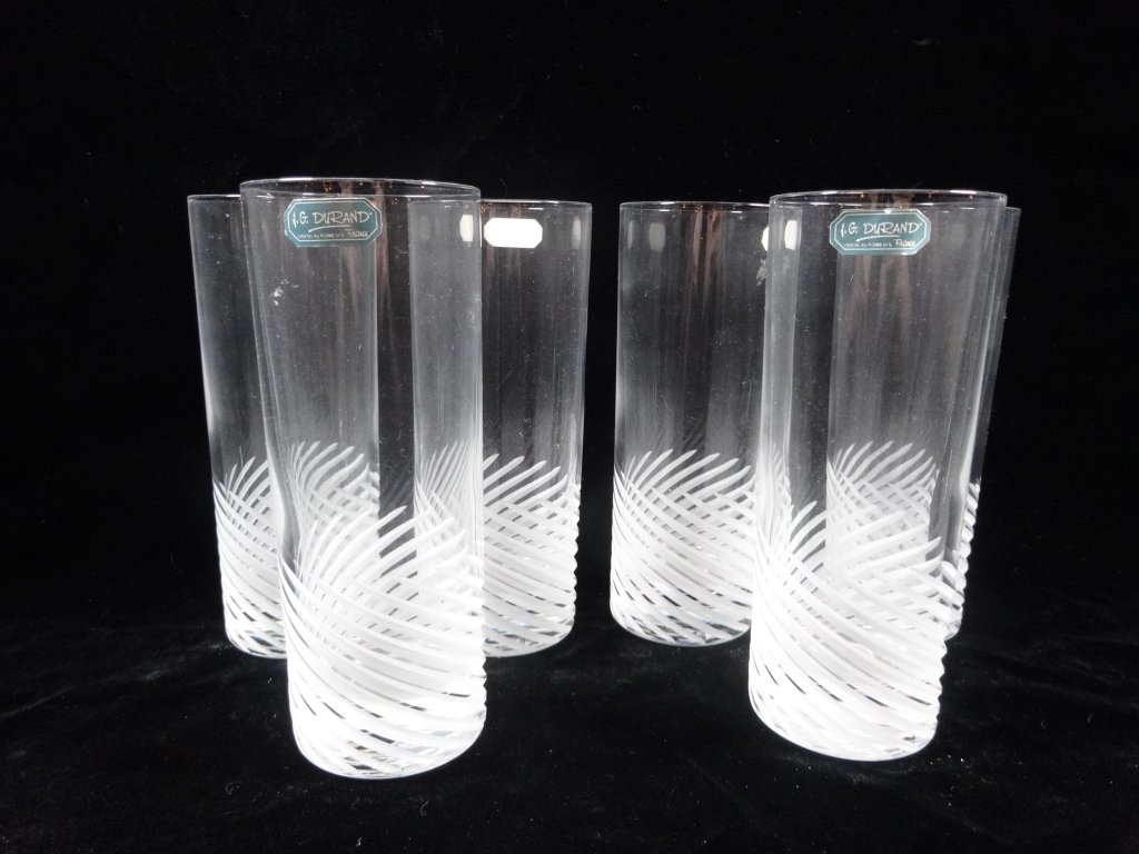 6 VINTAGE J. G. DURAND GLASSES, CRYSTAL, MADE IN (1 of 4)