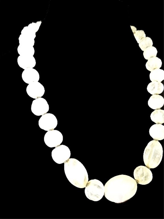 LARGE CARVED ROCK CRYSTAL BEAD NECKLACE, APPROX 23"L (1 of 4)