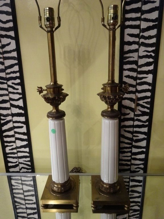 PAIR STIFFEL GILT BRONZE AND PORCELAIN LAMPS, CLASSICAL (1 of 5)