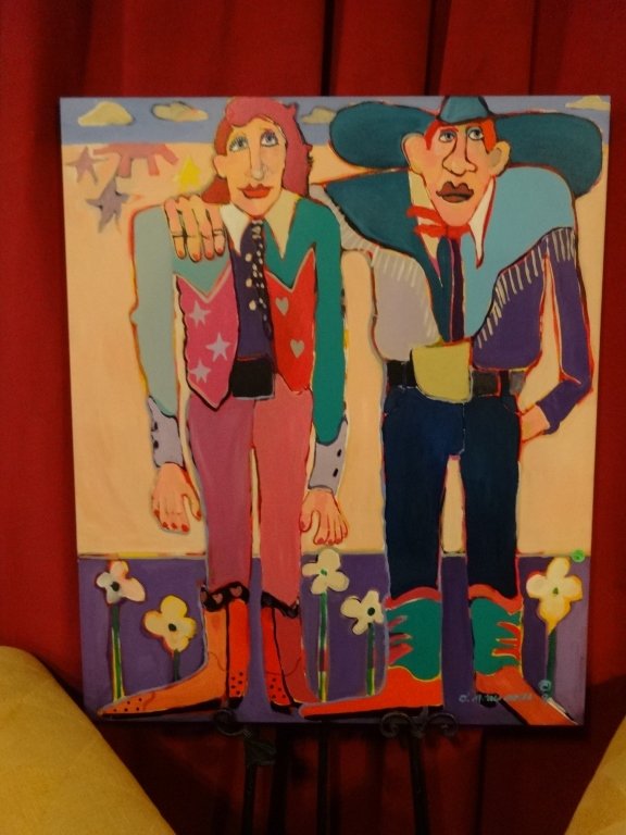 DOROTHY MOSES ORIGINAL PAINTING ON CANVAS, BASED UPON: DOROTHY MOSES ORIGINAL PAINTING ON CANVAS, BASED UPON "ELEGANT PEOPLE", COMMISSIONED PRIVATELY FROM ARTIST, APPROX 36" X 30" GALLERY WRAPPED