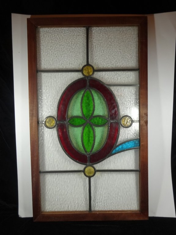 VINTAGE LEADED STAINED GLASS WINDOW IN RUSTIC CUSTOM (1 of 5)