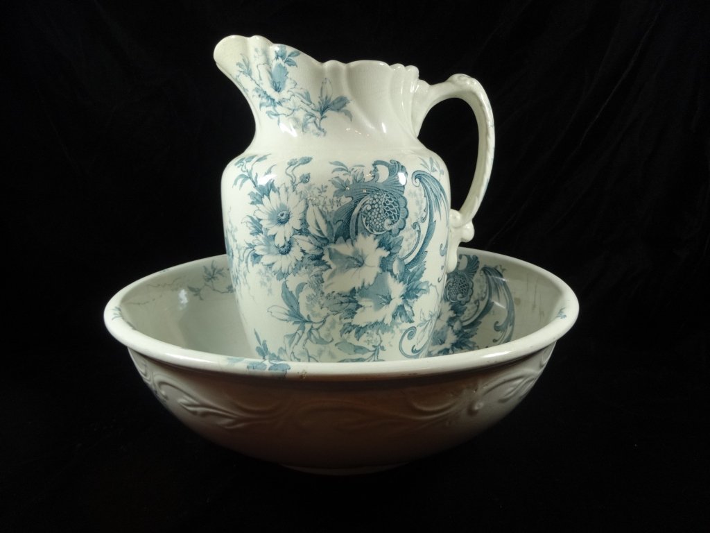 2 PC ANTIQUE UPPER HANLEY POTTERY PALMYRA SEMI (1 of 9)