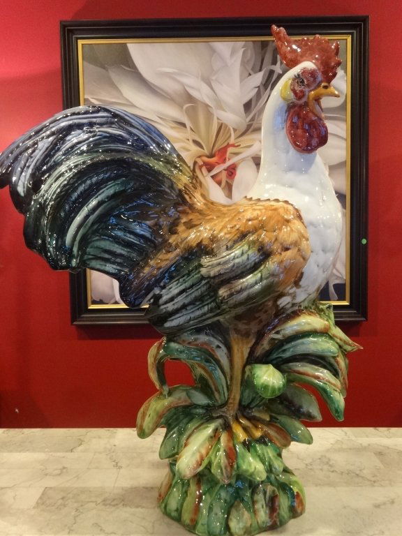 LARGE ITALIAN CERAMIC ROOSTER, STAMPED AND LABELED MADE (1 of 10)