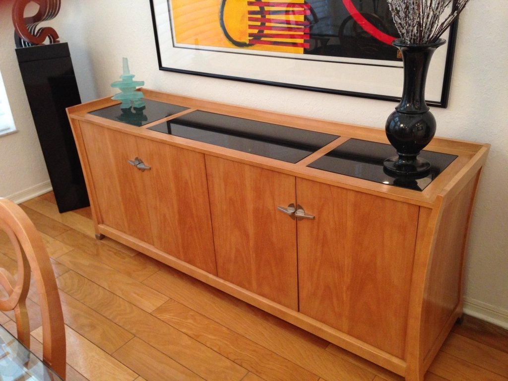 CENTURY FURNITURE SIDEBOARD, BLACK GRANITE TOP, NICKEL (1 of 9)