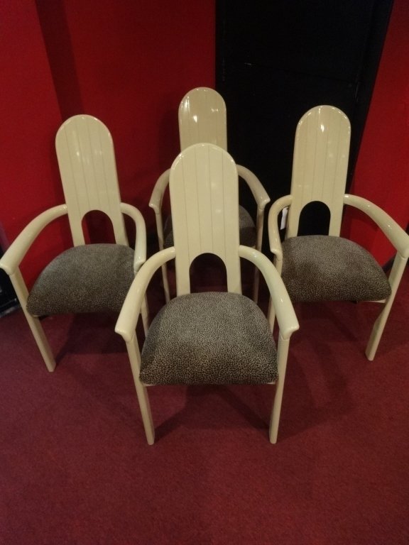 4 SAPORITI ITALIA ENAMELED WOOD ARMCHAIRS, HIGH GLOSS, (1 of 8)