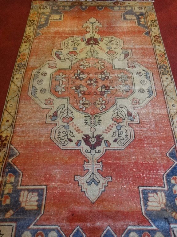 VINTAGE ANATOLIAN OVERDYE RUG, BURGUNDY AND CREAM, GOOD (1 of 7)