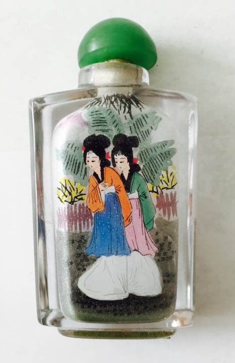 CHINESE REVERSE PAINTED PERFUME BOTTLE, SKUAS (1 of 2)