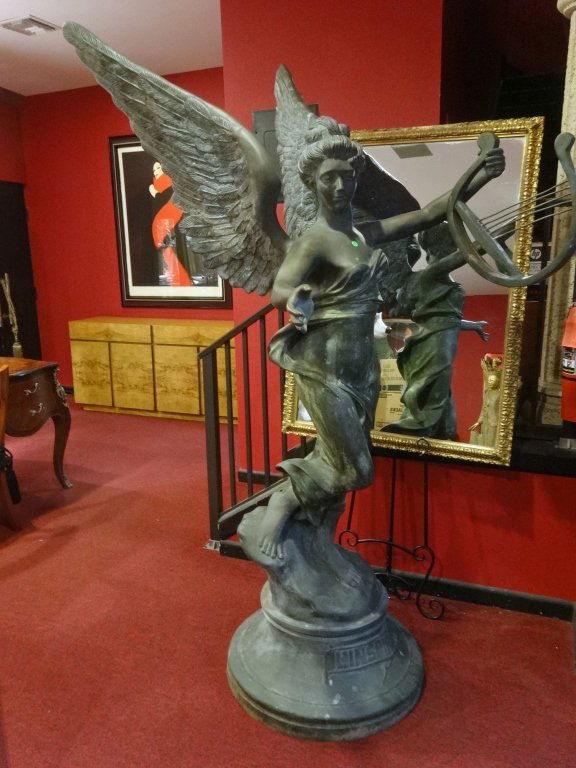 LARGE 7 FT. BRONZE WINGED GODDESS SCULPTURE, TITLED (1 of 6)