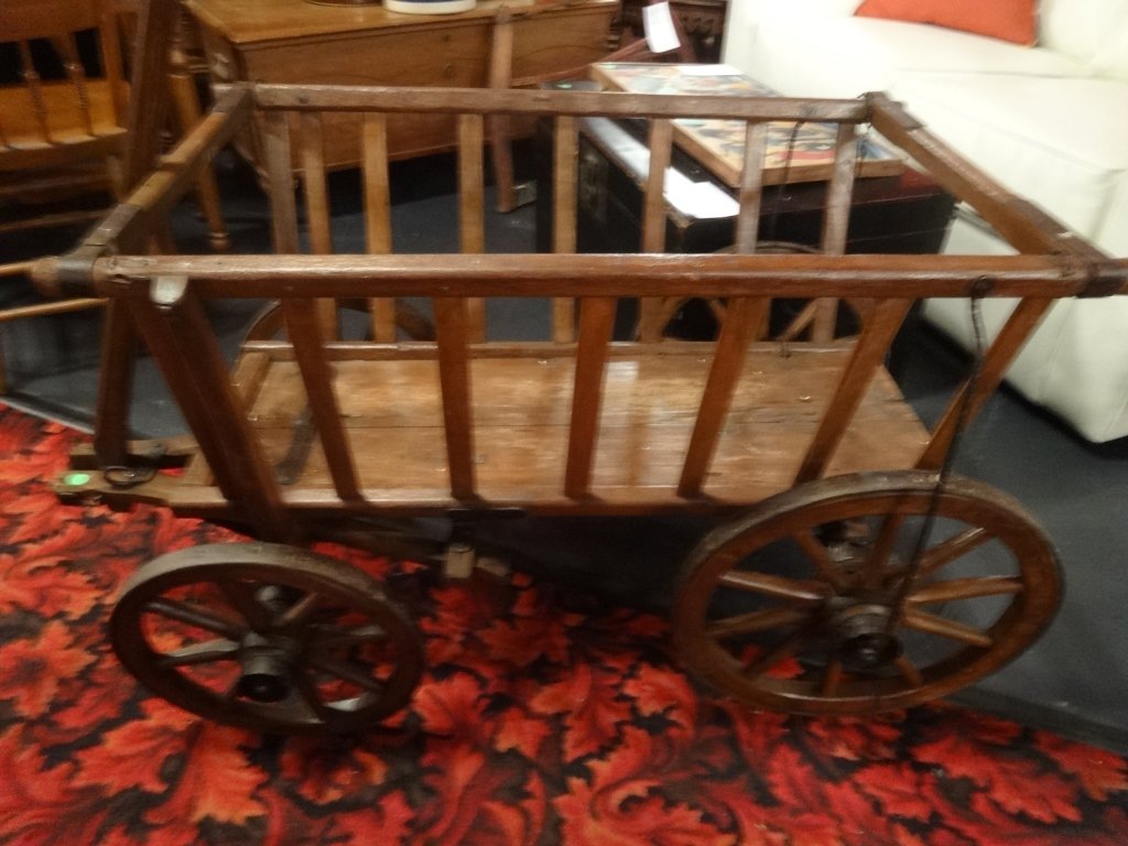 ANTIQUE EUROPEAN WOOD GOAT CART, APPROX 4'W, SKU283.28 (1 of 6)