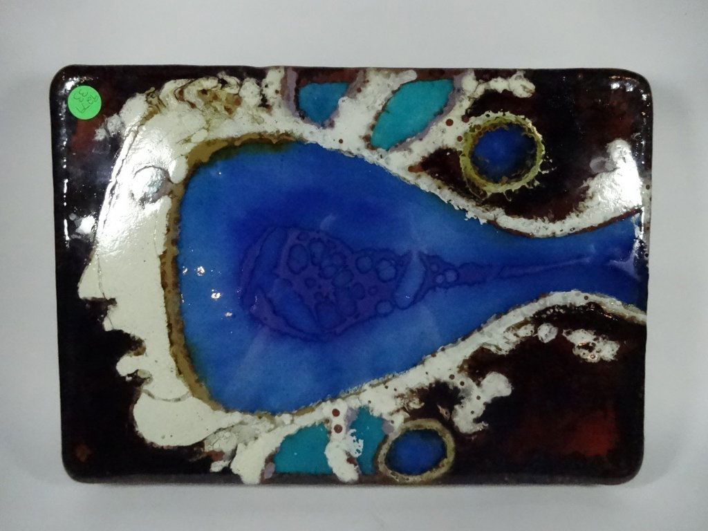 PORTUGUESE CERAMIC TILE ART, HUMAN FACE ON FISH BODY, (1 of 7)