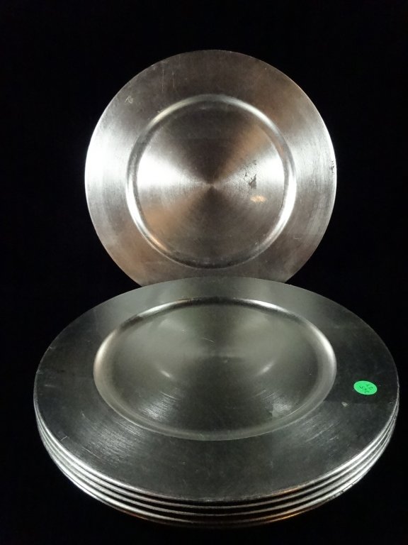 6 SILVER GILT FINISH CHARGERS, DECORATIVE, APPROX 14" (1 of 4)