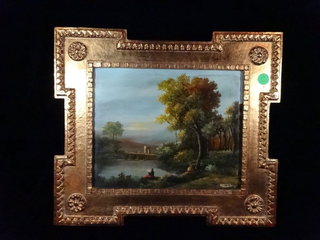 H. RAMIREZ OIL PAINTING ON COPPER PANEL, EUROPEAN SCENE (1 of 9)