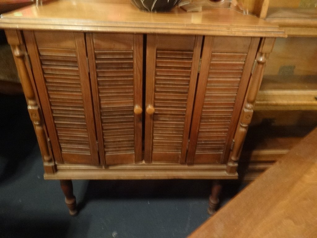 VINTAGE OAK CHEST WITH LOUVERED DOORS, APPROX 3'W, (1 of 3)