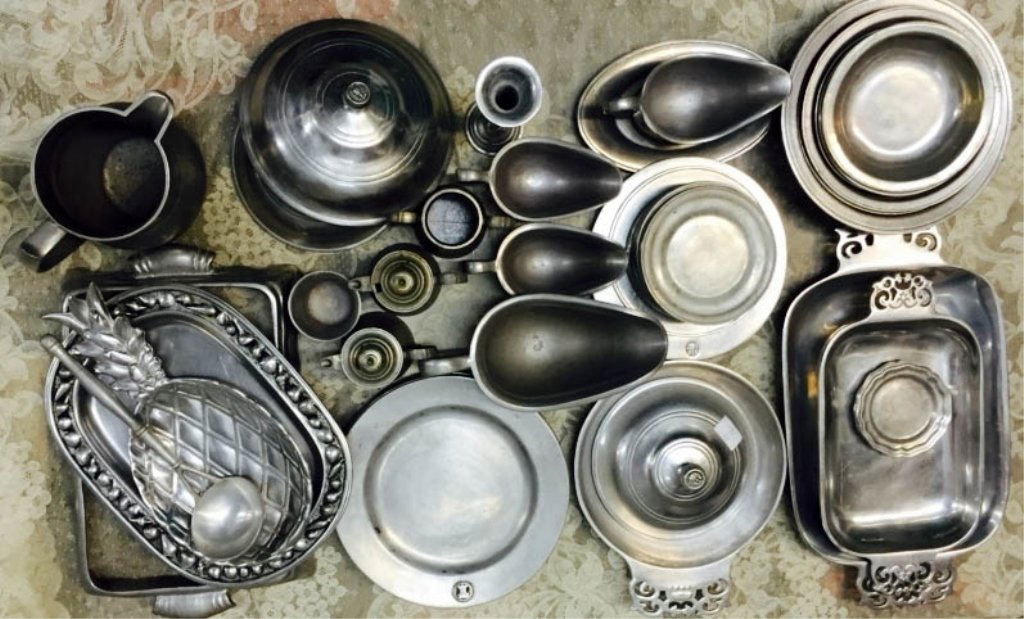 52 PC PEWTER COLLECTION, INCLUDING 3 NAMBE TRAYS, SKUAS (1 of 6)