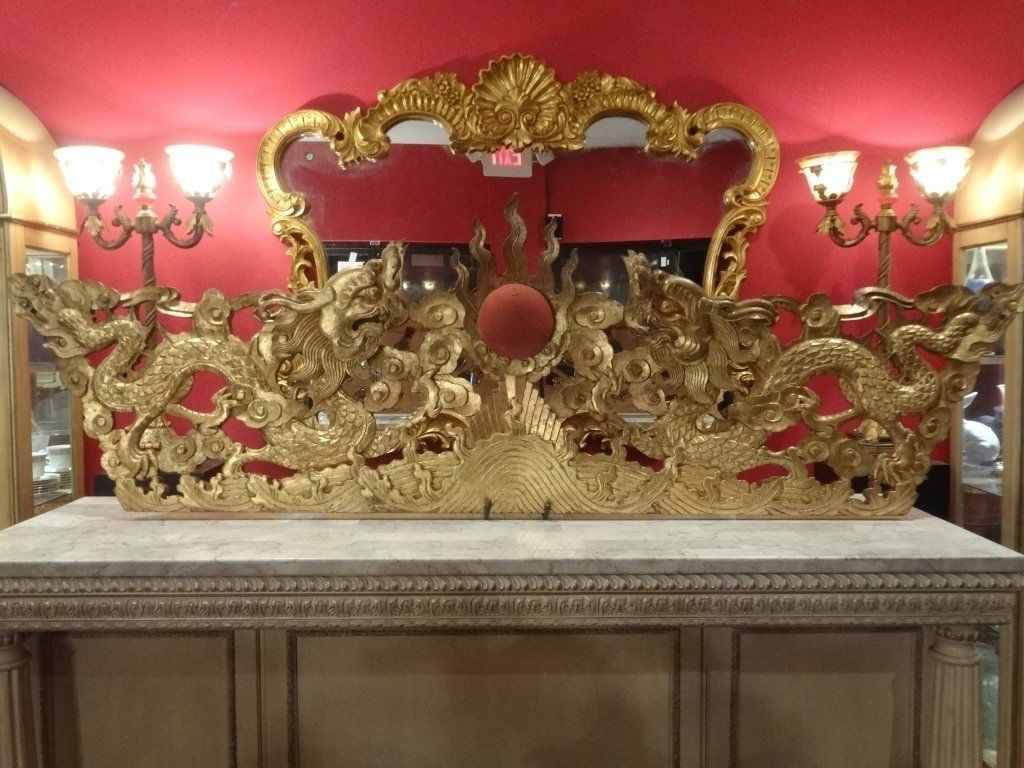 LARGE CHINESE CARVED AND GILT WOOD WALL PLAQUE, 2 (1 of 9)