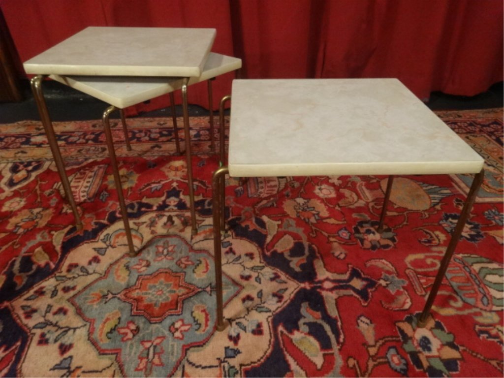 3 PC MID CENTURY MODERN STACKING TABLES, 1960's, BRASS (1 of 6)