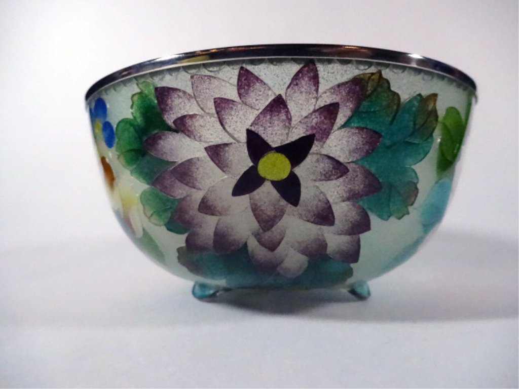 JAPANESE PLIQUE A JOUR CLOISONNE BOWL, TRANSLUCENT (1 of 6)