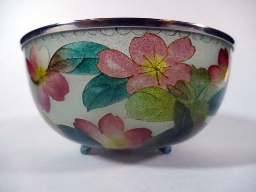 JAPANESE PLIQUE A JOUR CLOISONNE BOWL, TRANSLUCENT (1 of 4)