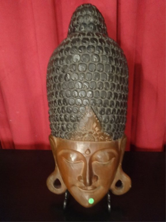 LARGE SOUTHEAST ASIAN CARVED WOOD MASK/WALL PLAQUE, (1 of 3)