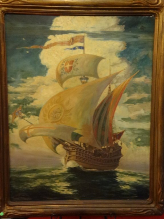 HUGE D.F. SCHWARTZ NAUTICAL OIL ON CANVAS, 18TH CENTURY (1 of 10)