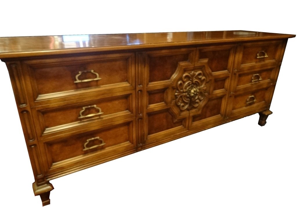 ROMWEBER MIDCENTURY OAK DRESSER AND MIRROR, 2 CENTER (1 of 4)