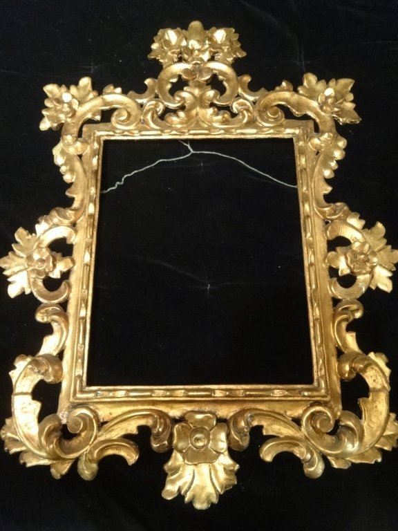 ROCOCO GOLD GILT WOOD MIRROR FRAME, APPROX 2.75' X 2'. (1 of 5)