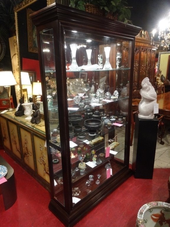 NEOCLASSICAL MAHOGANY FINISH DISPLAY CABINET, LIGHTED (1 of 3)