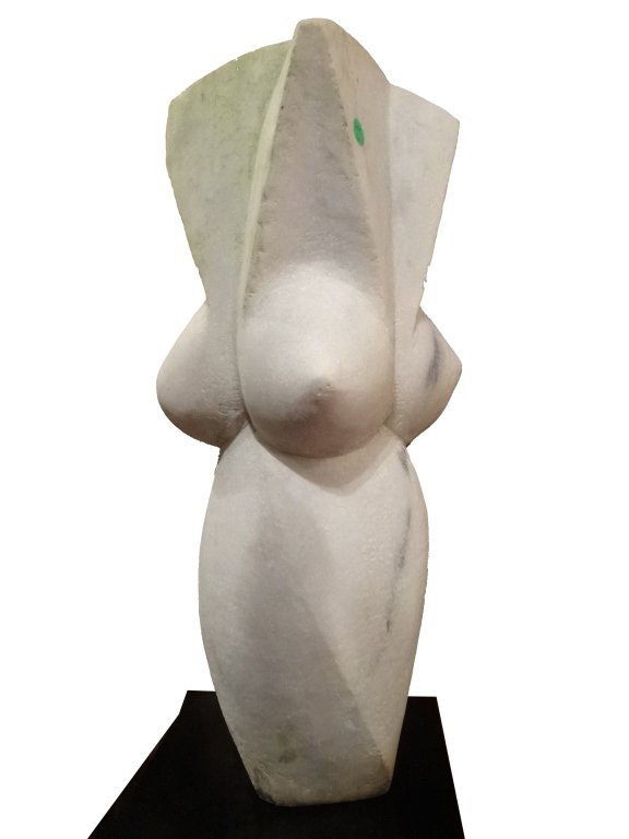 LARGE WHITE MARBLE SCULPTURE, FEMALE FIGURE, APPROX (1 of 4)