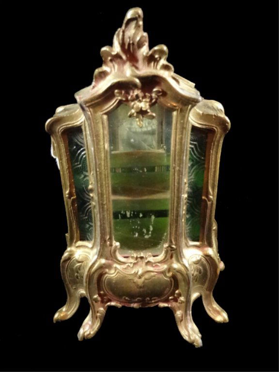 METAL LOUIS XV VITRINE FORM JEWELRY BOX, GLASS DOOR, (1 of 9)