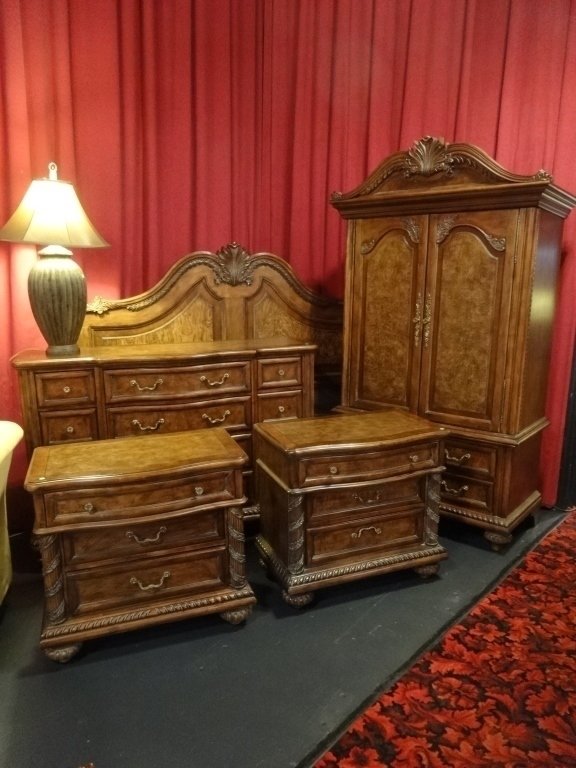 5 PC KING BEDROOM SET, INCLUDES HEADBOARD/FOOTBOARD, (1 of 6)