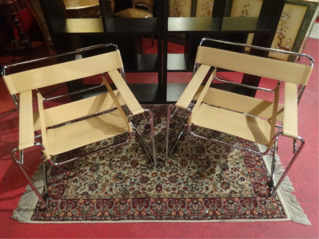 PAIR MARCEL BREUER WASSILY STYLE ARMCHAIRS, TUBULAR (1 of 7)