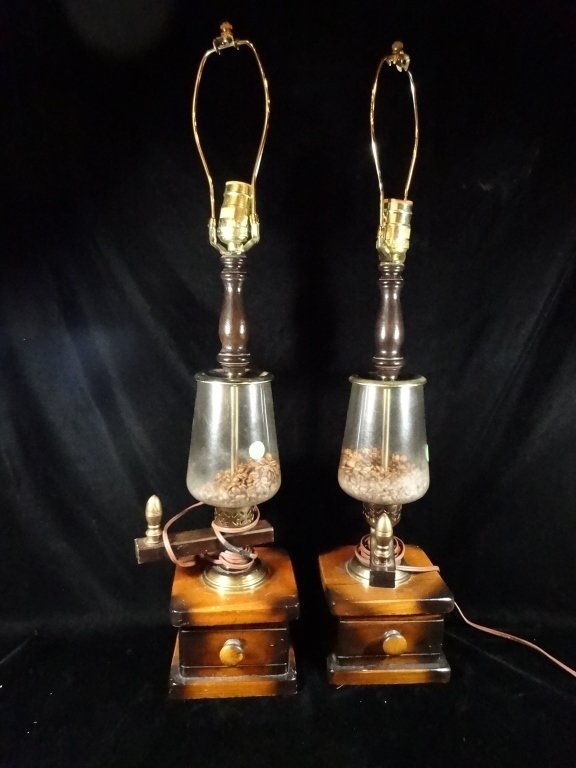 PAIR LAMPS WITH COFFEE GRINDER DESIGN BASES, APPROX (1 of 3)