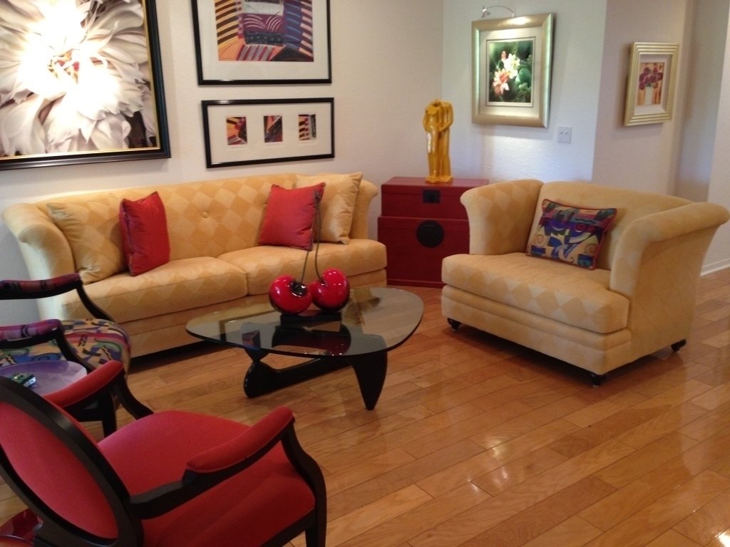 MODERN DESIGN HIGH BACK TUXEDO SOFA & LOVESEAT, YELLOW (1 of 7)