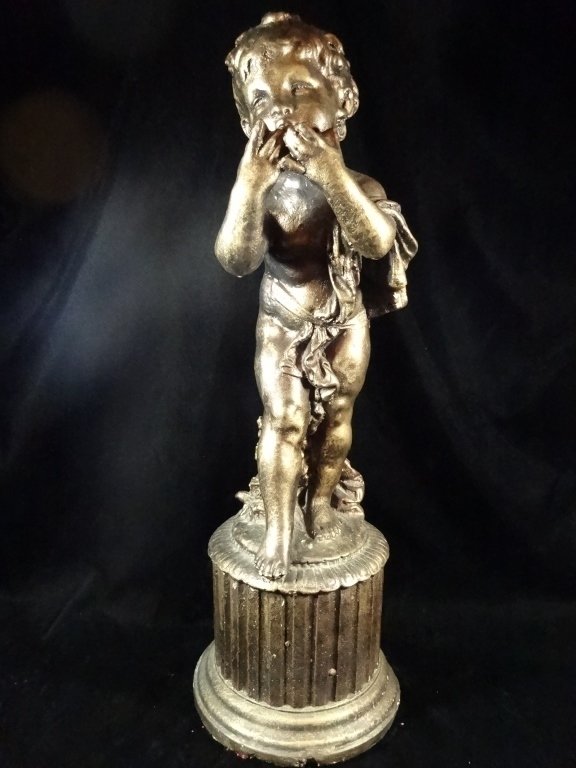 CHERUB SCULPTURE, COMPOSITE MATERIAL, APPROX 20.5"H, (1 of 5)