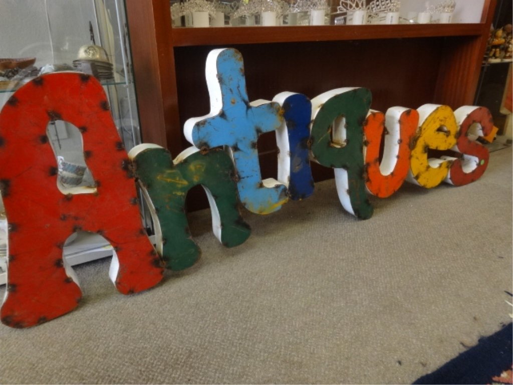 REPLICA VINTAGE LOOK METAL ANTIQUES SIGN WITH MULTI (1 of 6)