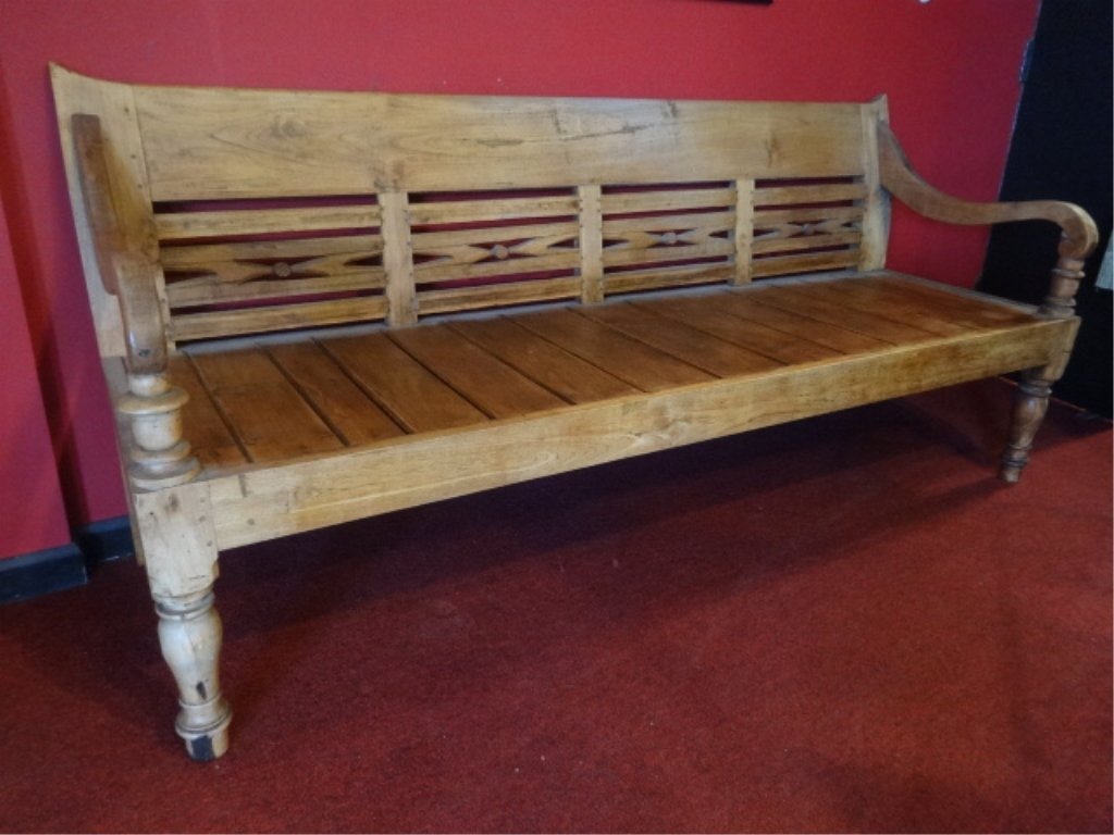 LONG TEAK BENCH, EXCELLENT GENTLY USED CONDITION, (1 of 5)