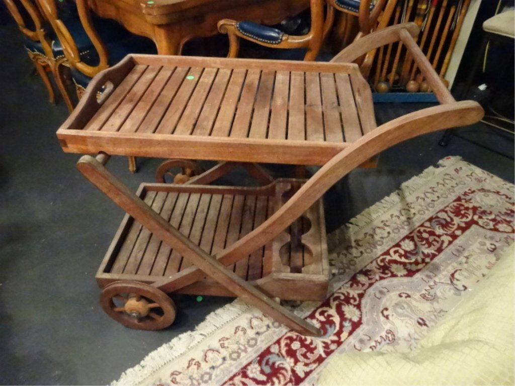 TEAK SERVING CART, VERY GOOD GENTLY USED CONDITION, (1 of 4)