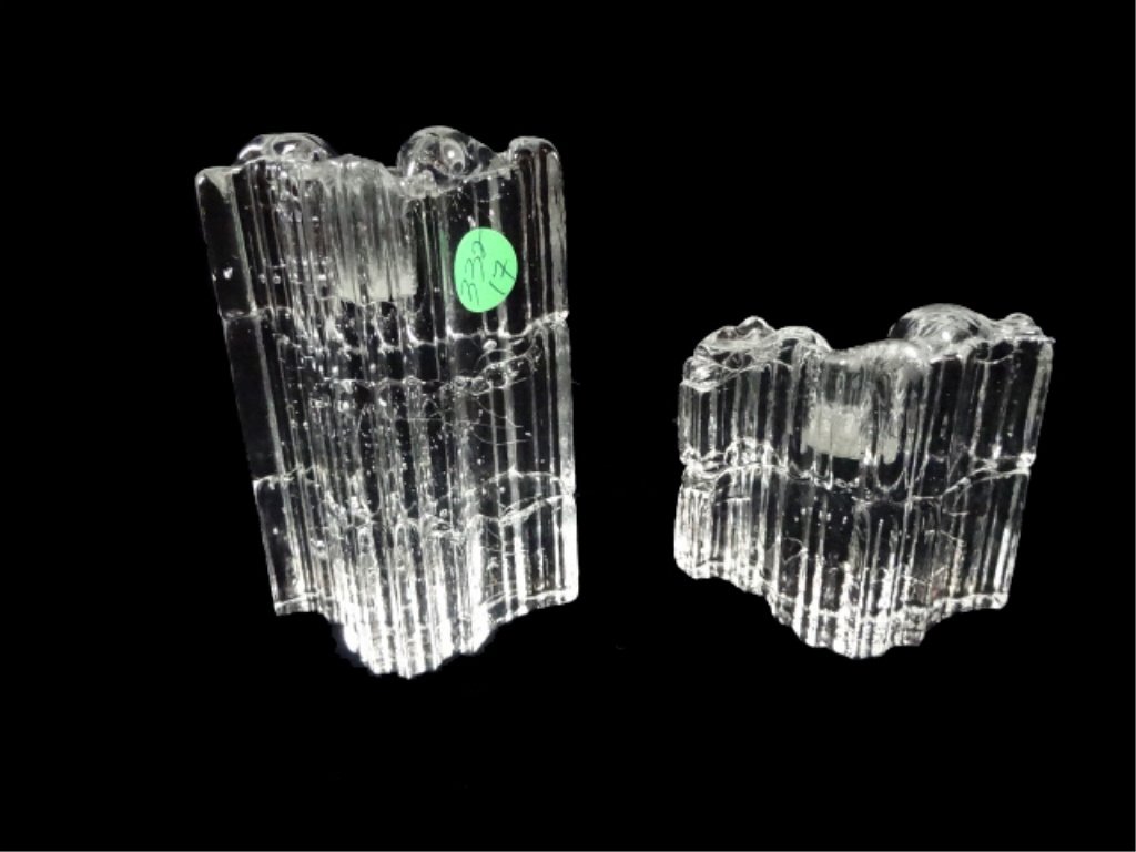 2 PC ROSENTHAL CRYSTAL CANDLE HOLDERS, FREE FORM (1 of 6)