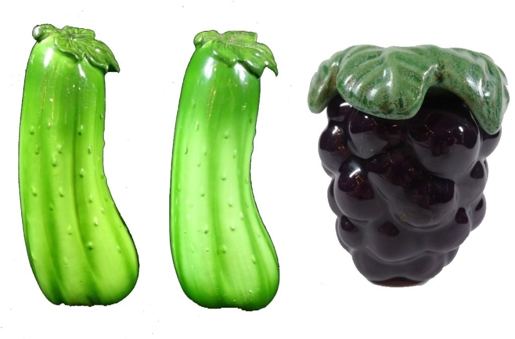 3 PC GROUP - PAIR CUCUMBER SALT & PEPPER SHAKERS, (1 of 10)