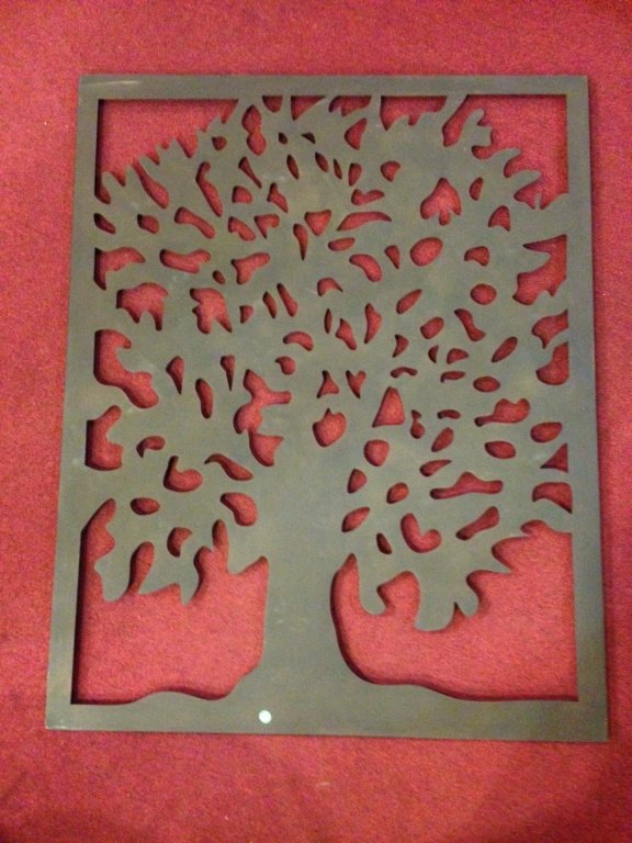 LARGE METAL WALL PLAQUE, OPENWORK TREE DESIGN, MATTE (1 of 3)