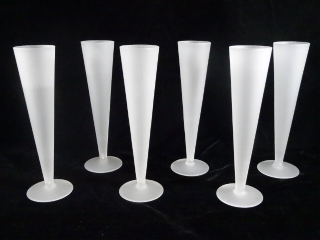 6 PC FROSTED CHAMPAGNE GLASSES, APPROX 8.5"H, SKU9338 (1 of 4)